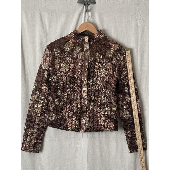 Ruby Rd Womens Whimsigoth Floral Satin Popcorn Jacket Size M Victorian Chic - Picture 5 of 8